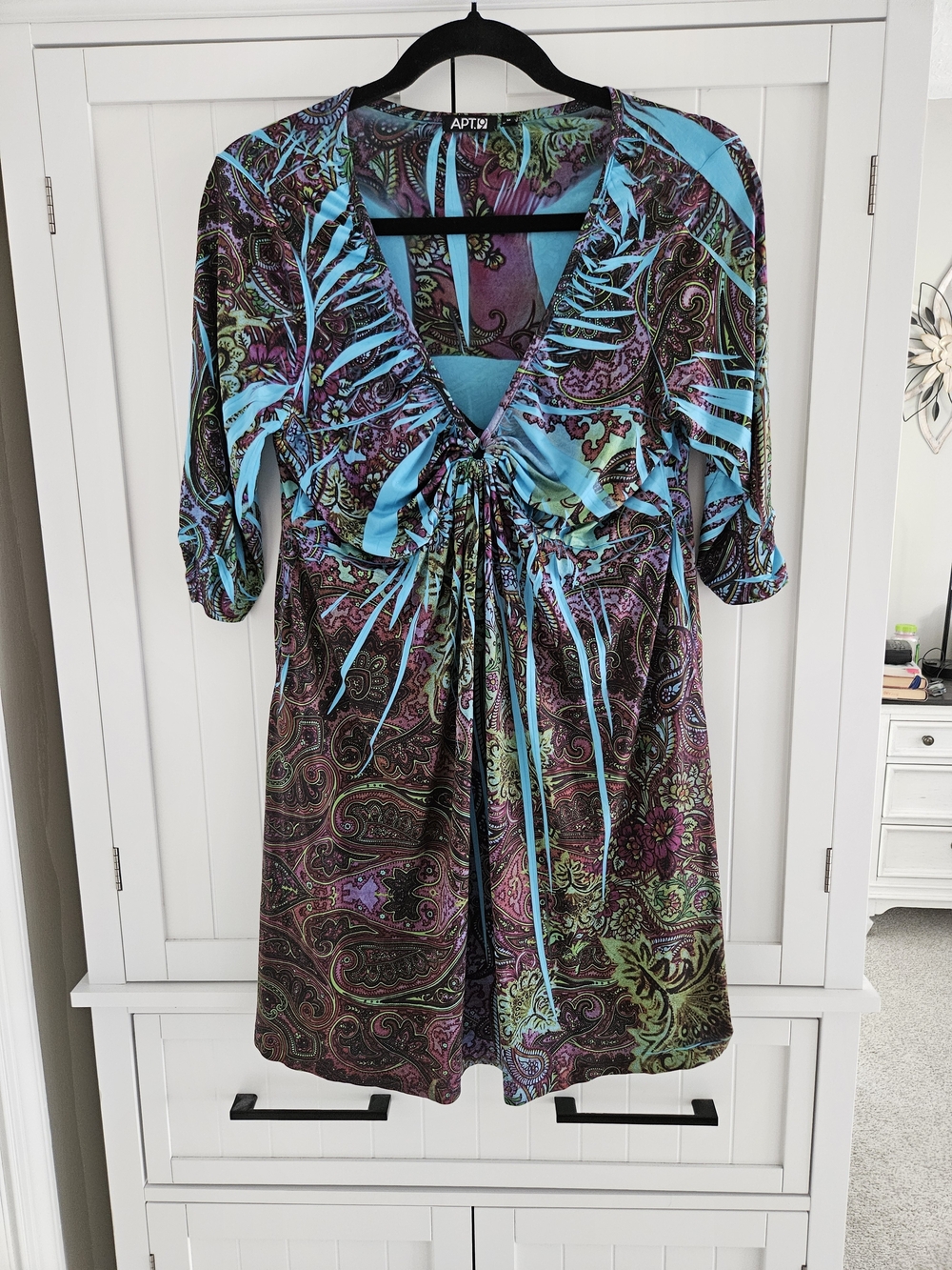 Apt. 9 Teal Multicolor Paisley V-Neck Tunic/Dress